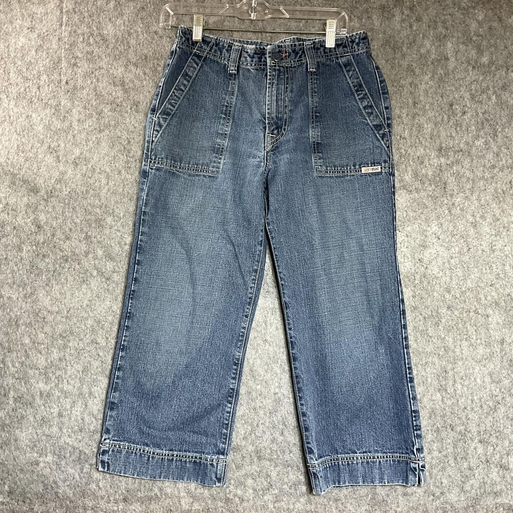 Vintage Lucky Brand Jeans Womens 10 Medium Wash High Rise Cropped USA Made 30x32
